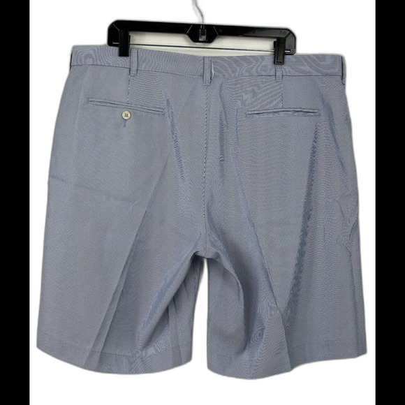 Alan Flusser Mens Golf Shorts 40x10 Inch Non Iron Performance Blue White Stripe - Picture 7 of 11